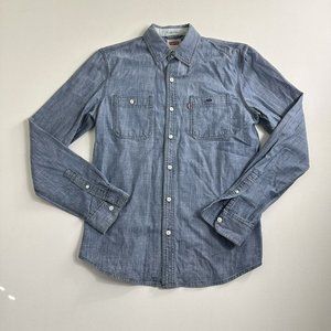 Levi's Red Tab Mens Modern Fit Denim‎ Jean Shirt Size Medium Button Up Pockets